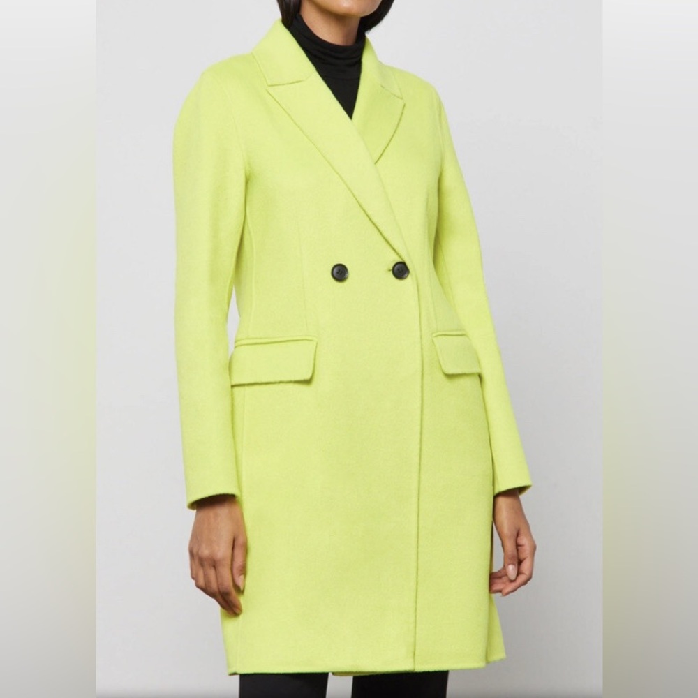 NWT BCBGMAXAZRIA Phoebe Double Face Wool Coat Lemon XXS
